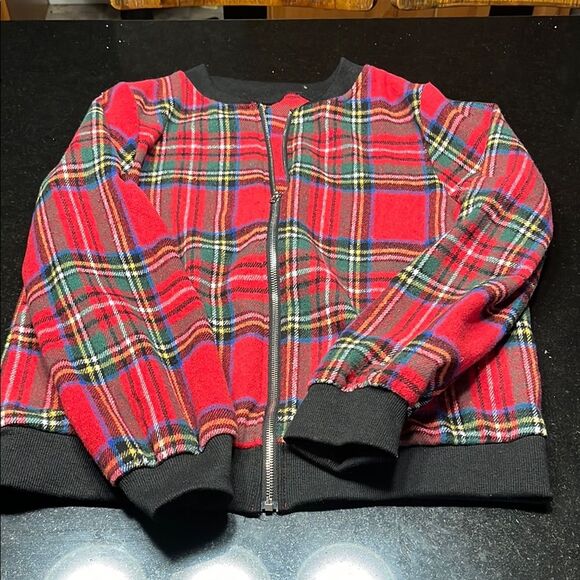 Red, green, yellow, blue and Black zip up Jacket with Plaid Design - Picture 2 of 7